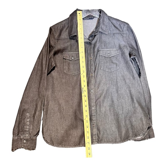 Zara Basic Denim Jean Black Shirt Women’s Size L - Picture 6 of 9